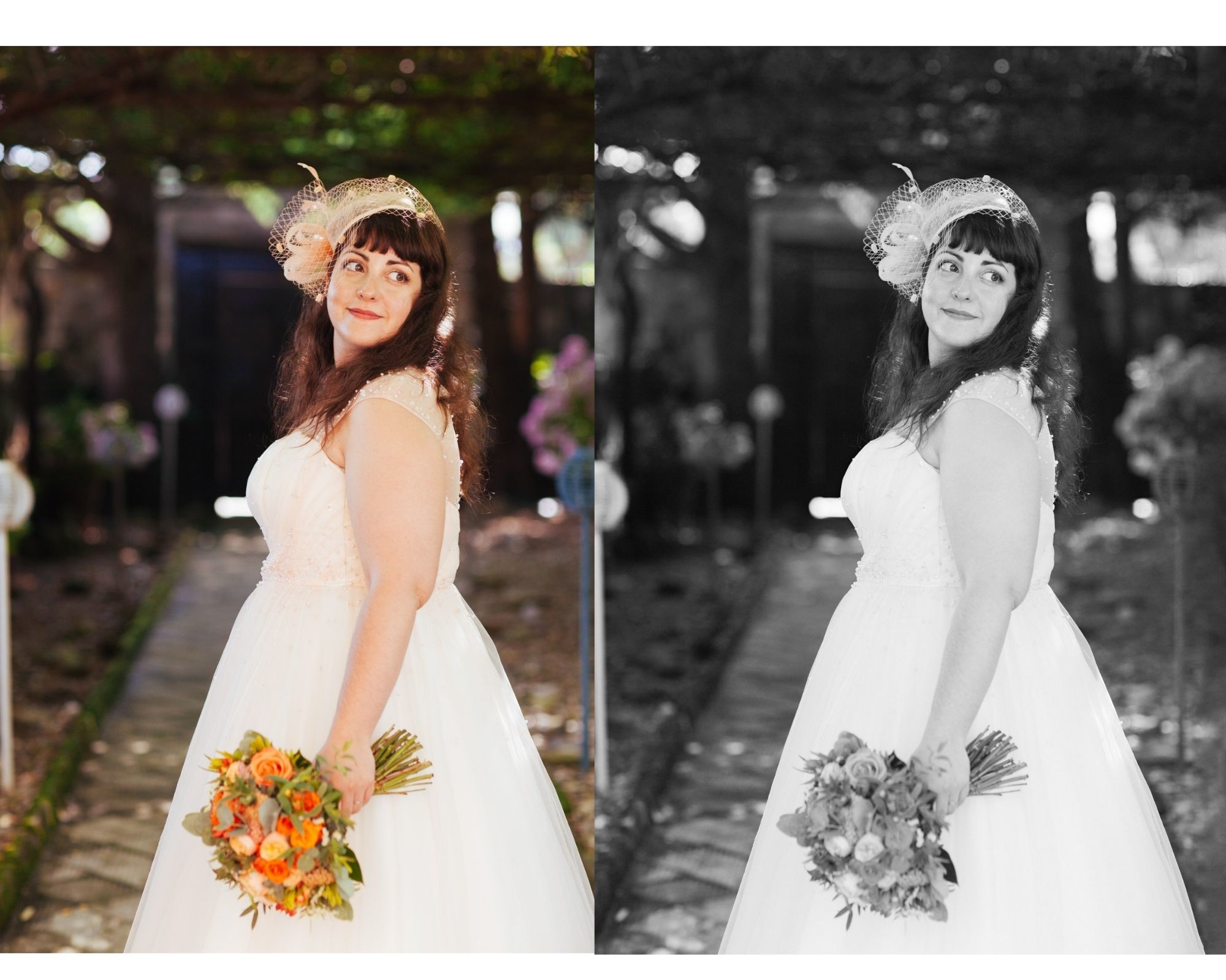 Bride portrait with bouquet, wedding photographer Basque Countryco