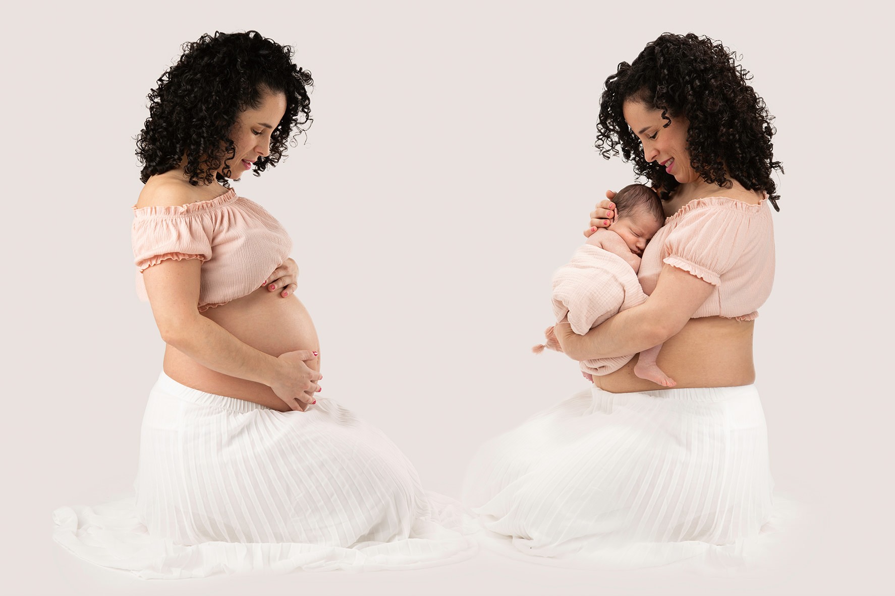 Pregnancy and newborn photography in studio