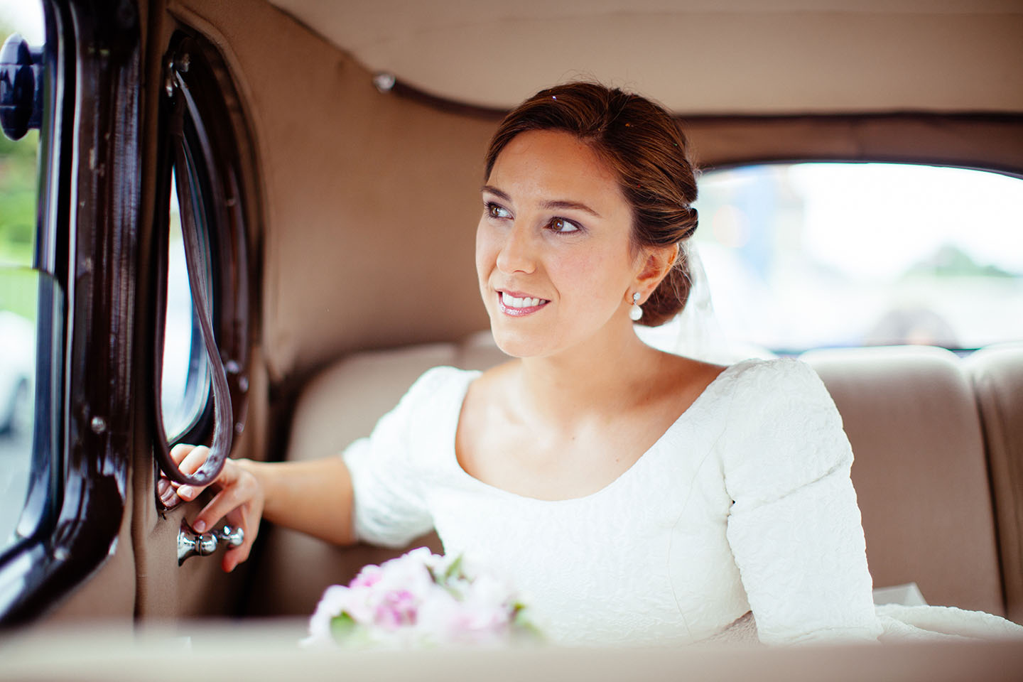 Retrato novia en Rolls Royce Getxo
