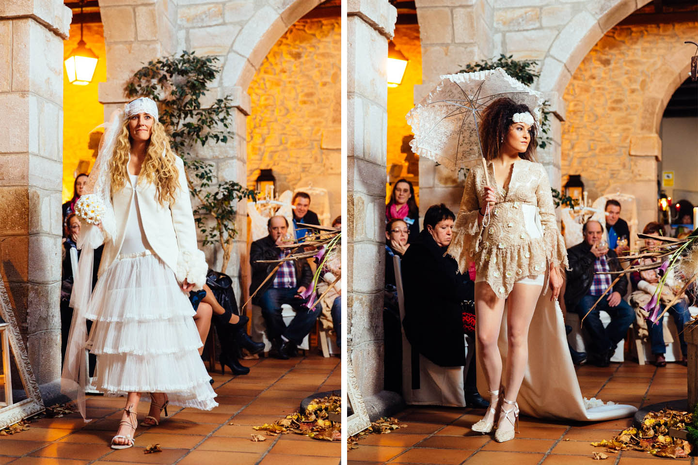 Vestido de novia con ramo. Desfile San Roque, Balmaseda